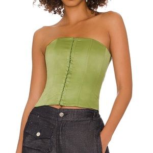 Danielle Guizio Satin Corset in Jardin